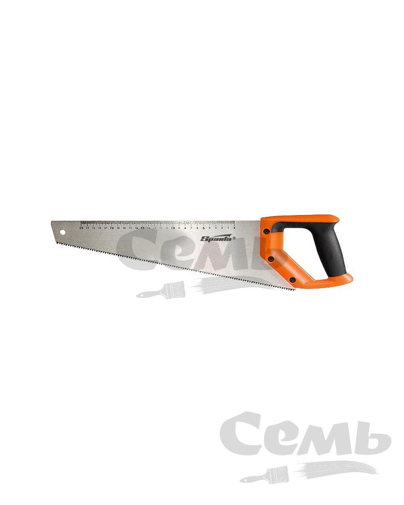 Ножовка по дереву, 400 мм, 7-8 TPI, зуб-2D, каленый зуб, линейка, двухкомпанентная рукоятка