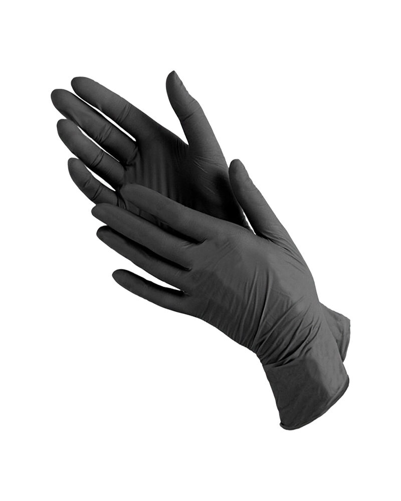 Защитные перчатки одноразовые, черные, XL (пара)