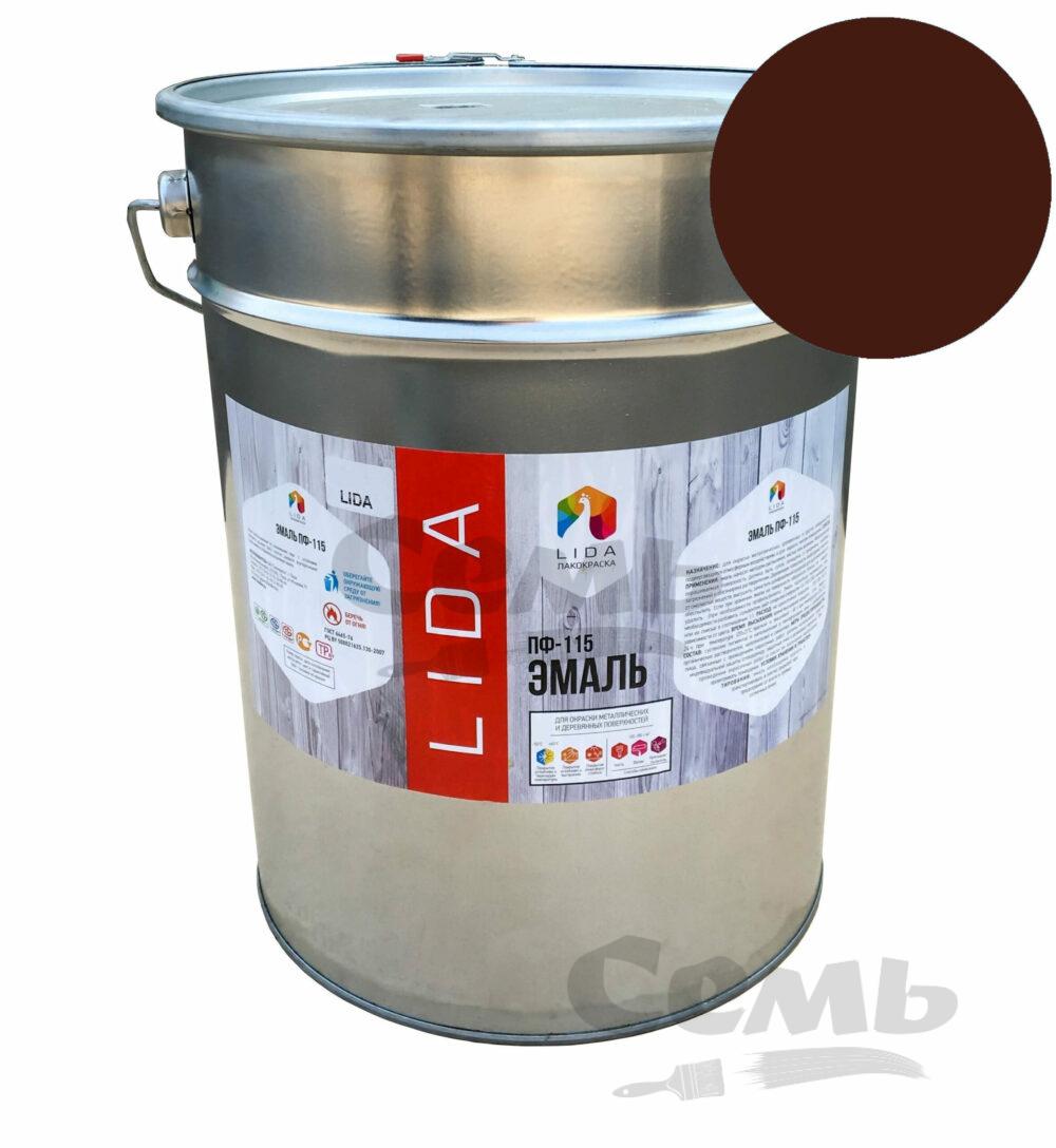 Эмаль ПФ-115 коричневая LIDA /20 кг/