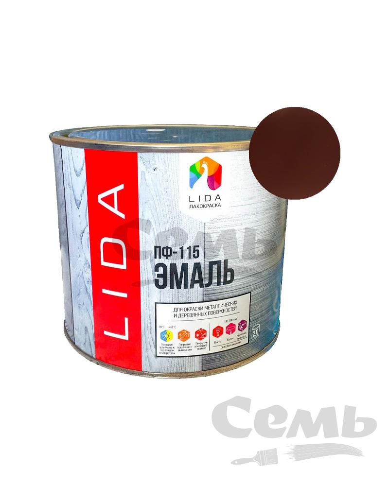 Эмаль ПФ-115 коричневая LIDA /2 кг/